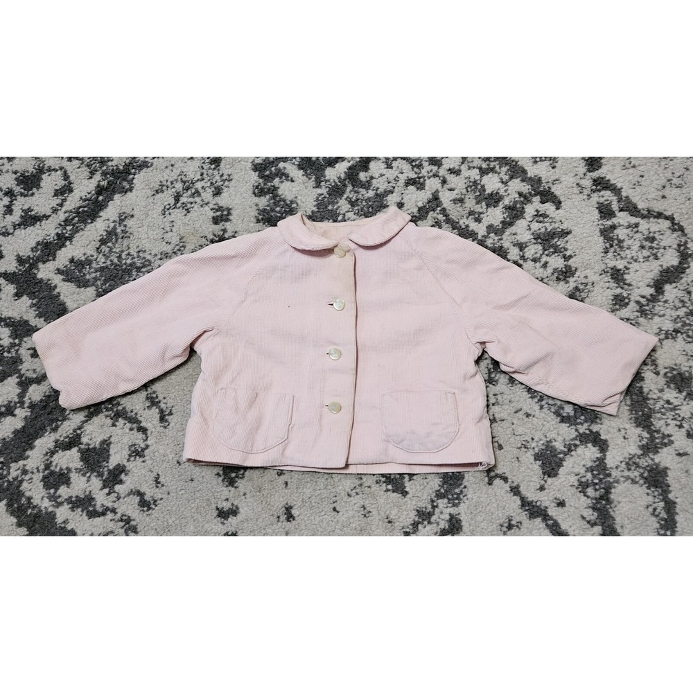 Vintage 1960s Girls Pink Corduroy Blazer Jacket Handmade